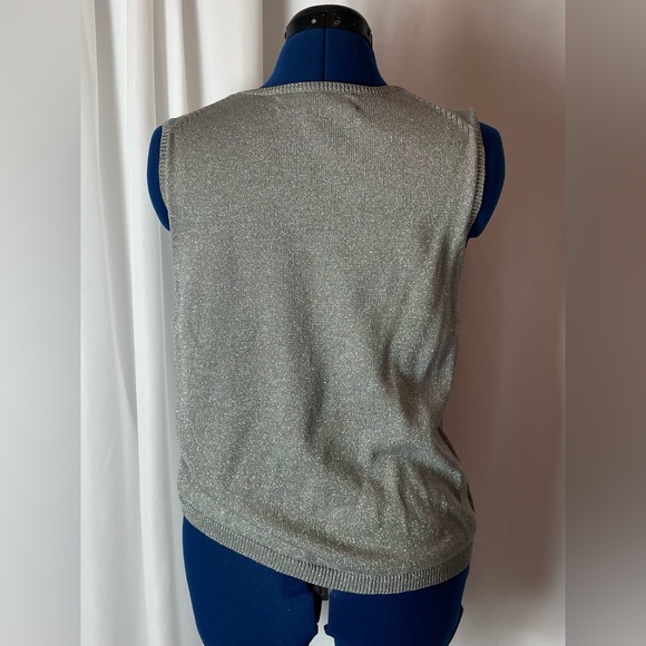 Silver Metallic Sleeveless Women's Sweater - Picture 2 of 5